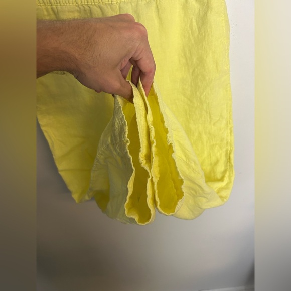 PureJill Garment Died 100% Linen Butter Yellow Pull on pants Size S Natural - Picture 3 of 13
